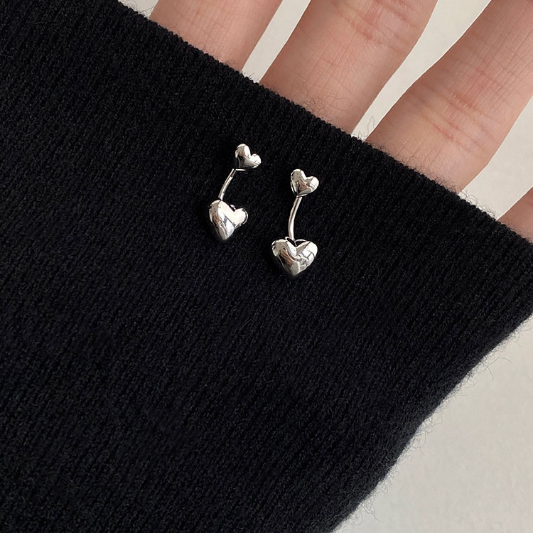 ハートピアス 大人可愛い 上品 金属アレルギー対応  3way ぷっくり 小ぶり シルバー【SECRET GLOW.】