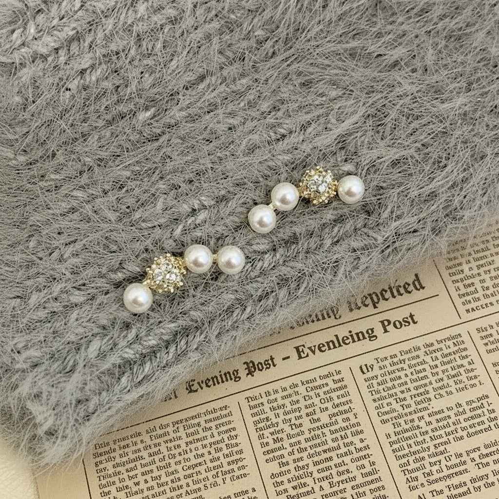 パール ピアス シルバー925 ラインストーン 金属アレルギー対応 ゴールド 結婚式 フォーマル【SECRET GLOW.】