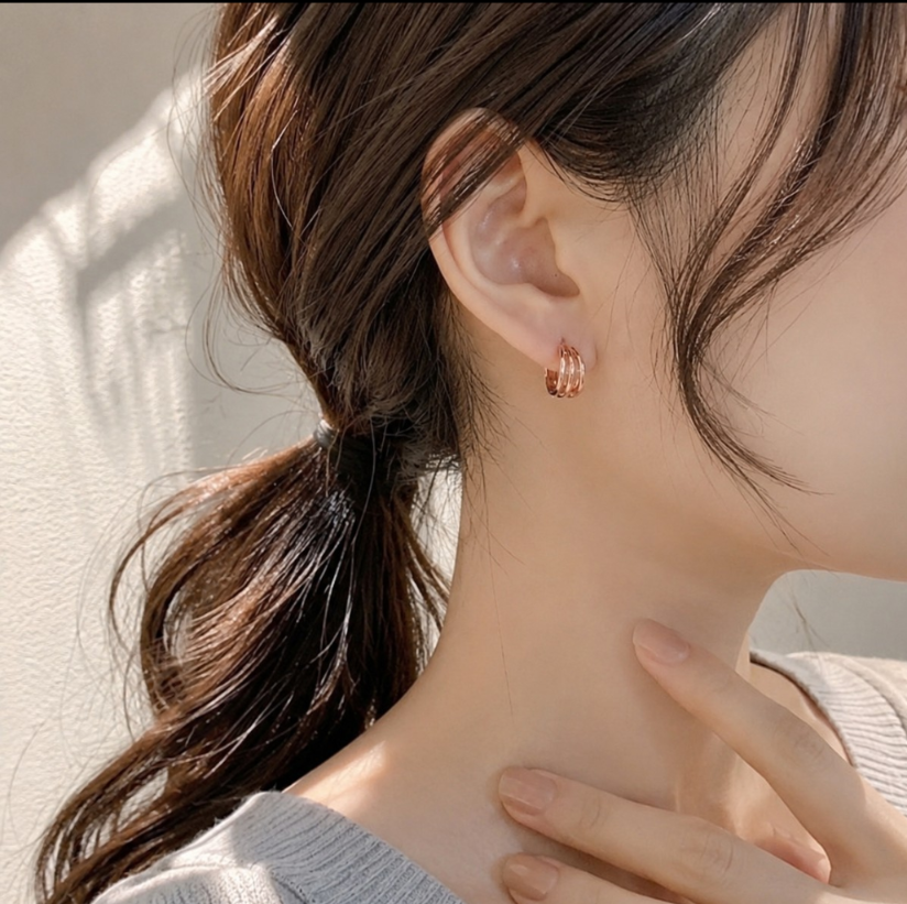 フープピアス シルバー925 キャッチレス 金属アレルギー対応 ピアス 上品 ゴールド【SECRET GLOW.】